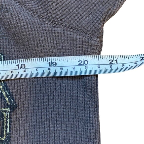 Y2K MMA Thermal Waffle Knit  Long Sleeve Shirt Skeleton Wings Goth Affliction St - Picture 7 of 7